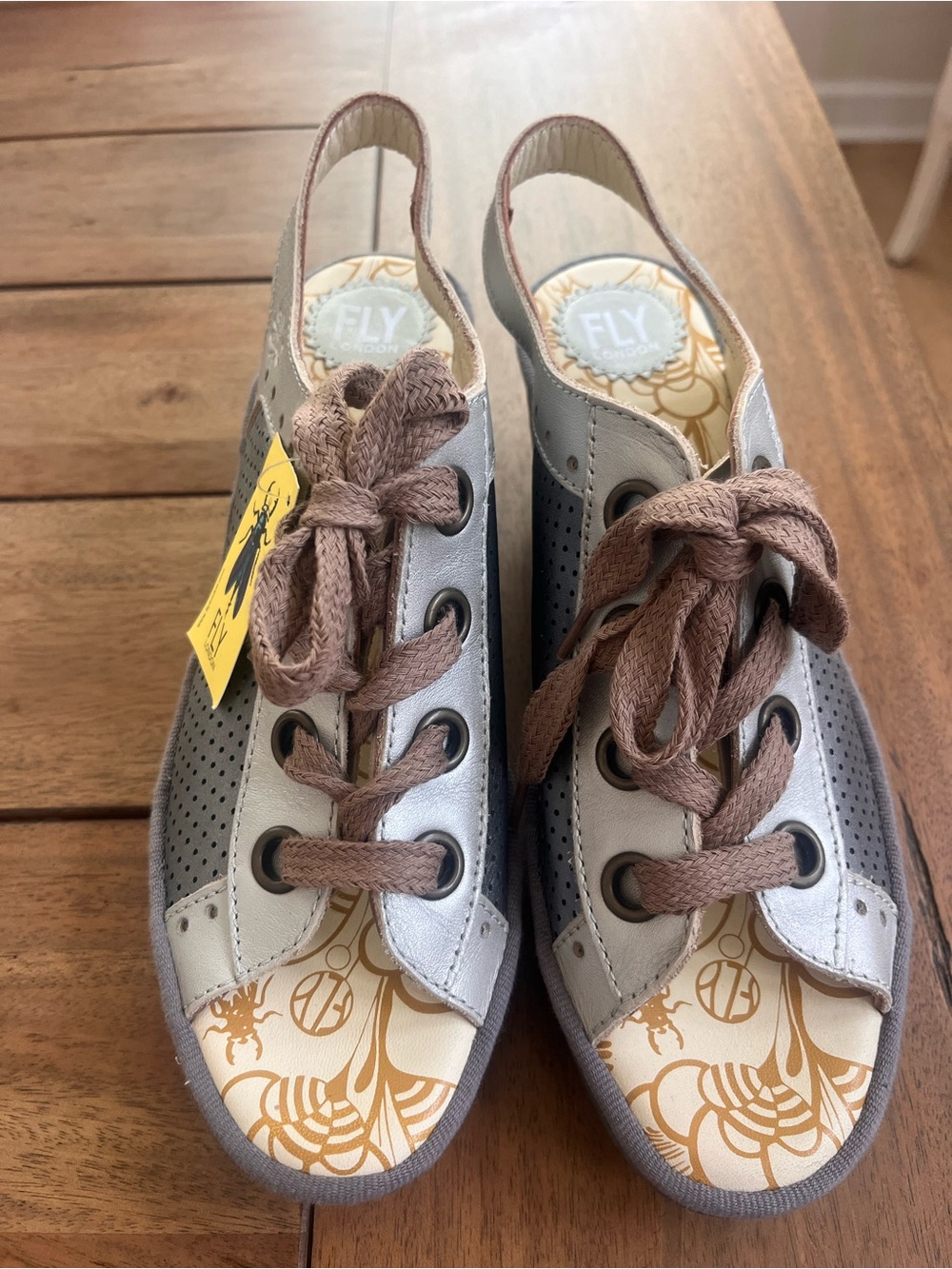 FLY London Women’s Gray Perforated Wedge Sandals; EU Size 41/US 10 NWT! - Picture 8 of 9